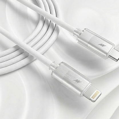 Podatkovni in polnilni kabel USB-C - Lightning Lito LD07, 27W, 1m, Bel