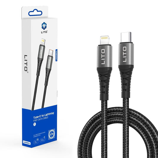 Kabel za podatke in polnjenje USB-C - Lightning Lito LD08CL, 27W, 1m, črn