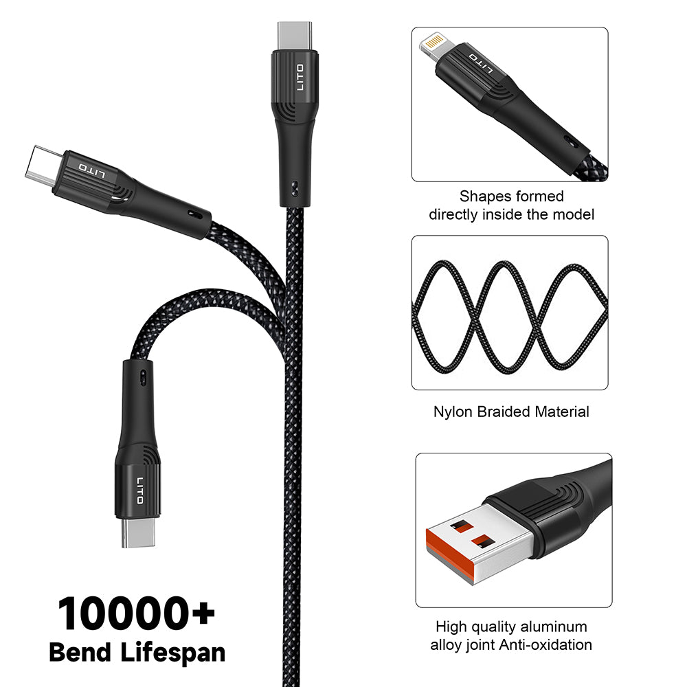 Kabel za podatke in polnjenje USB-C - Lightning Lito LD14CL, 30W, 1m, črn.