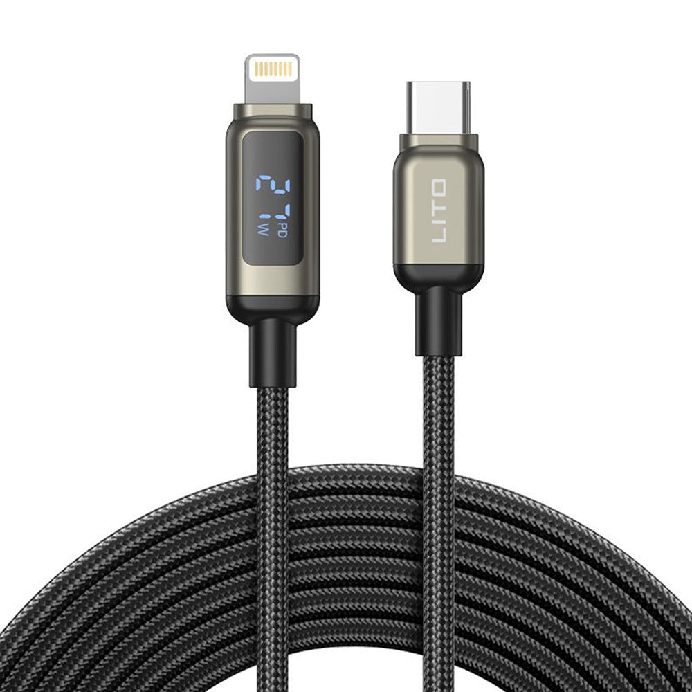 Kabel za podatke in polnjenje USB-C - Lightning Lito LD15 Display, 27W, 1m, črn