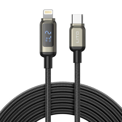 Kabel za podatke in polnjenje USB-C - Lightning Lito LD15 Display, 27W, 1m, črn