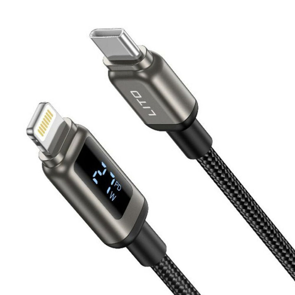 Kabel za podatke in polnjenje USB-C - Lightning Lito LD15 Display, 27W, 1m, črn