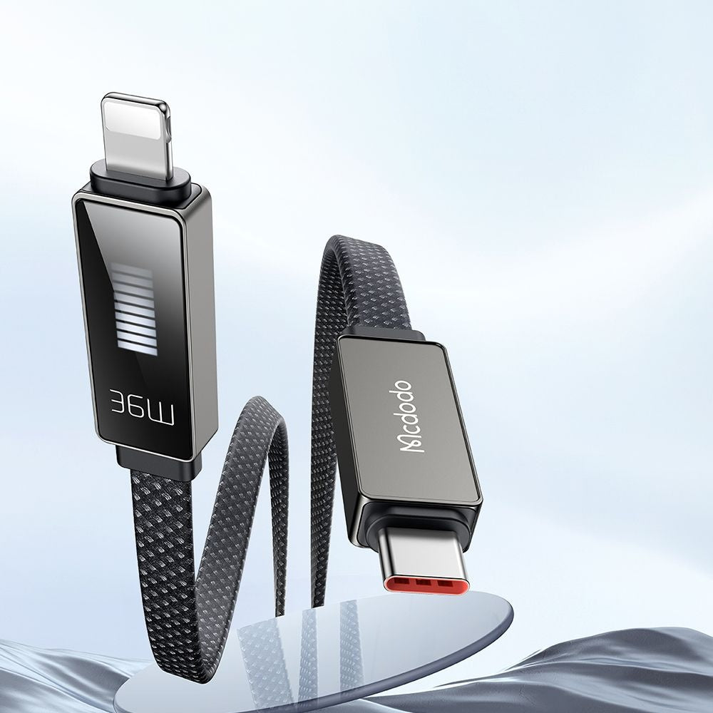Kabel za podatke in polnjenje USB-C - Lightning McDodo CA-4960 Rythm Display, 36W, 1.2m, črn