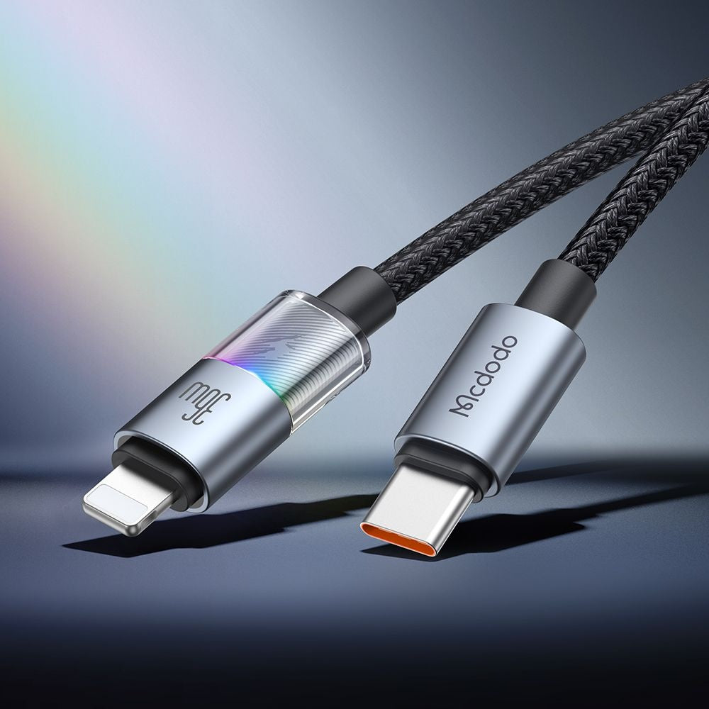 Kabel za podatke in polnjenje USB-C - Lightning McDodo CA-8190 Colorful, 36W, 1.2m, črn