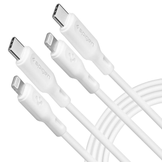 Kabel za podatke in polnjenje USB-C - Lightning Spigen Durasync, 20W, 1m, bel, komplet 2 kosa