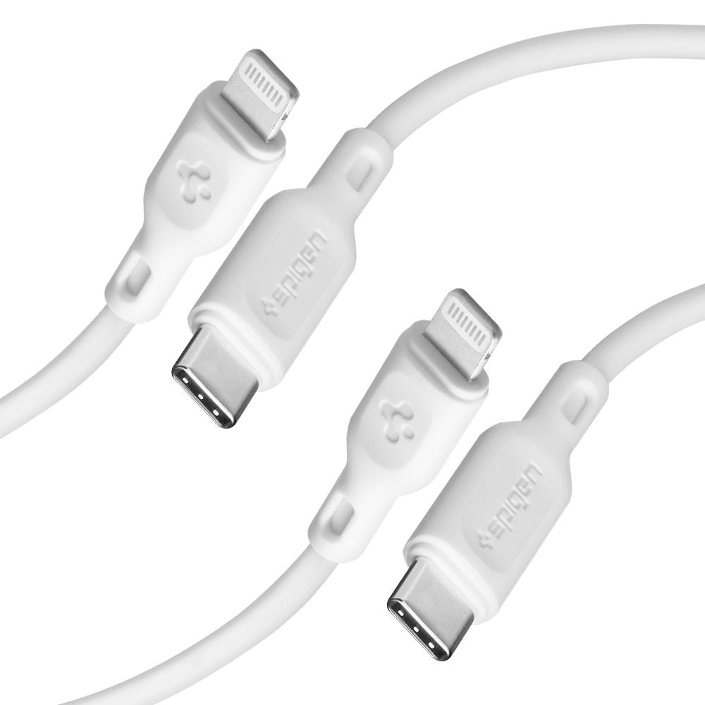 Kabel za podatke in polnjenje USB-C - Lightning Spigen Durasync, 20W, 1m, bel, komplet 2 kosa
