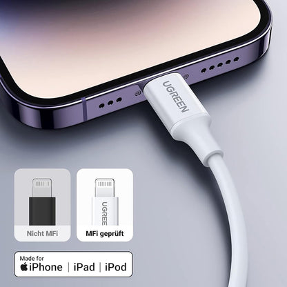 Kabel za podatke in polnjenje USB-C - Lightning UGREEN US171 (10493), 20W, 1m, Bel