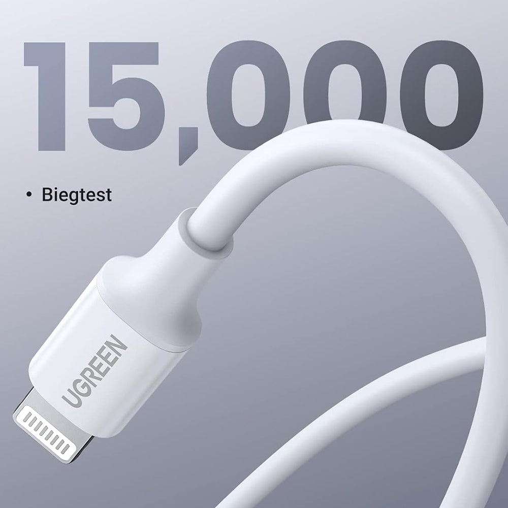 Kabel za podatke in polnjenje USB-C - Lightning UGREEN US171 (10493), 20W, 1m, Bel