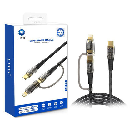 Kabel za podatke in polnjenje USB-C - Lightning / USB-C Lito LD12, 60W, 1.2m, črn