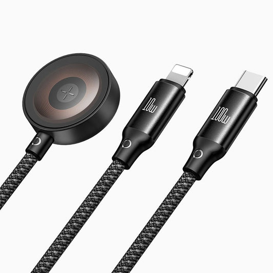 Kabel za polnjenje USB-C - Lightning / USB-C / QI McDodo CA-4940 O 3v1, 100W, 1.2m, Črn