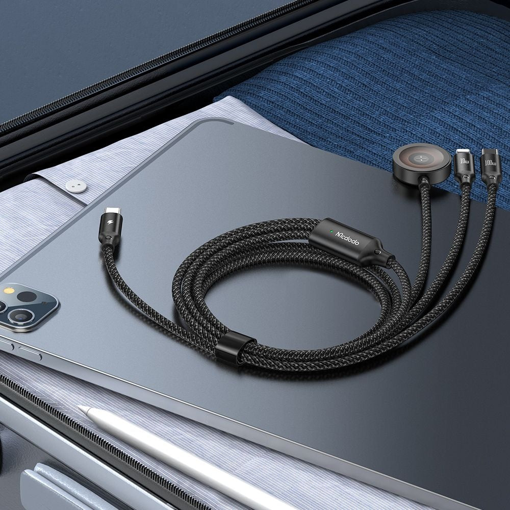 Kabel za polnjenje USB-C - Lightning / USB-C / QI McDodo CA-4940 O 3v1, 100W, 1.2m, Črn
