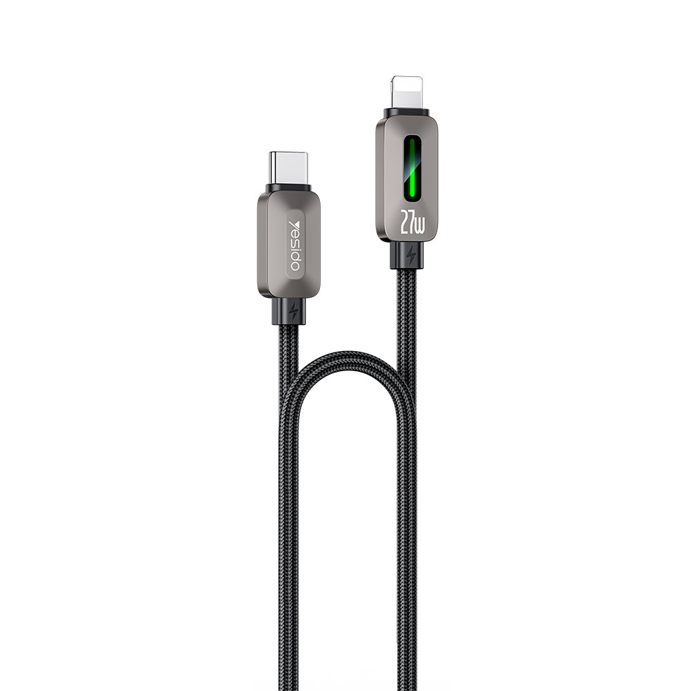 USB-C - Lightning podatkovni in polnilni kabel Yesido CA199, 27W, 1,2 m, črn