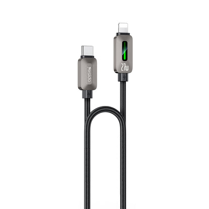 USB-C - Lightning podatkovni in polnilni kabel Yesido CA199, 27W, 1,2 m, črn