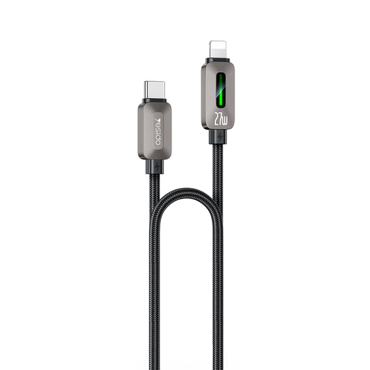 USB-C - Lightning podatkovni in polnilni kabel Yesido CA199, 27W, 1,2 m, črn