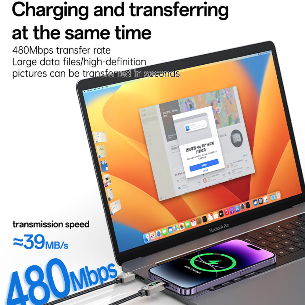 USB-C - Lightning podatkovni in polnilni kabel Yesido CA199, 27W, 1,2 m, črn