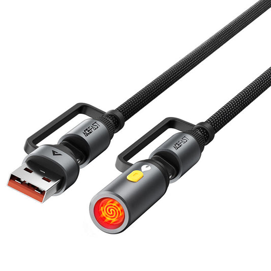 Kabel za prenos podatkov in polnjenje USB-C / USB-A - USB-C / Vžigalnik Acefast J6, 60W, 1.2m, črn