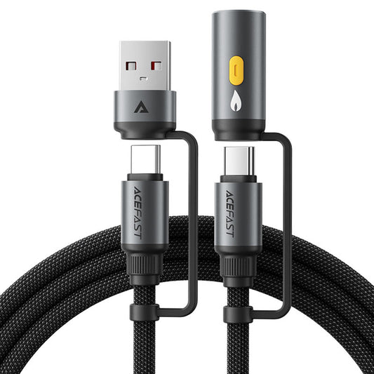 Kabel za prenos podatkov in polnjenje USB-C / USB-A - USB-C / Vžigalnik Acefast J6, 60W, 1.2m, črn