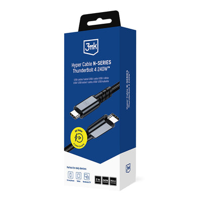 USB-C podatkovni in polnilni kabel - USB-C 3MK Hyper N Thunderbolt 4, 240W, 2m, Črn