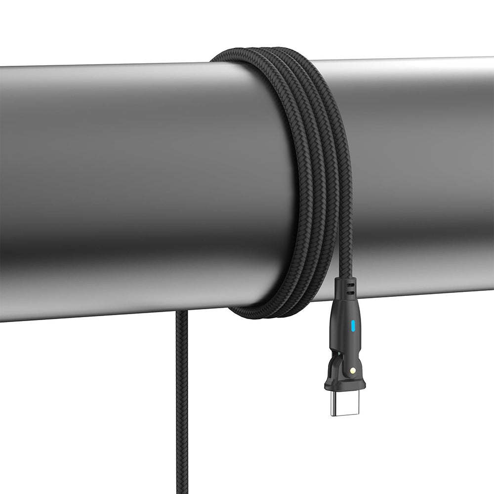 USB-C podatkovni in polnilni kabel - USB-C 3MK Hyper N pod kotom, 100W, 1m, črn