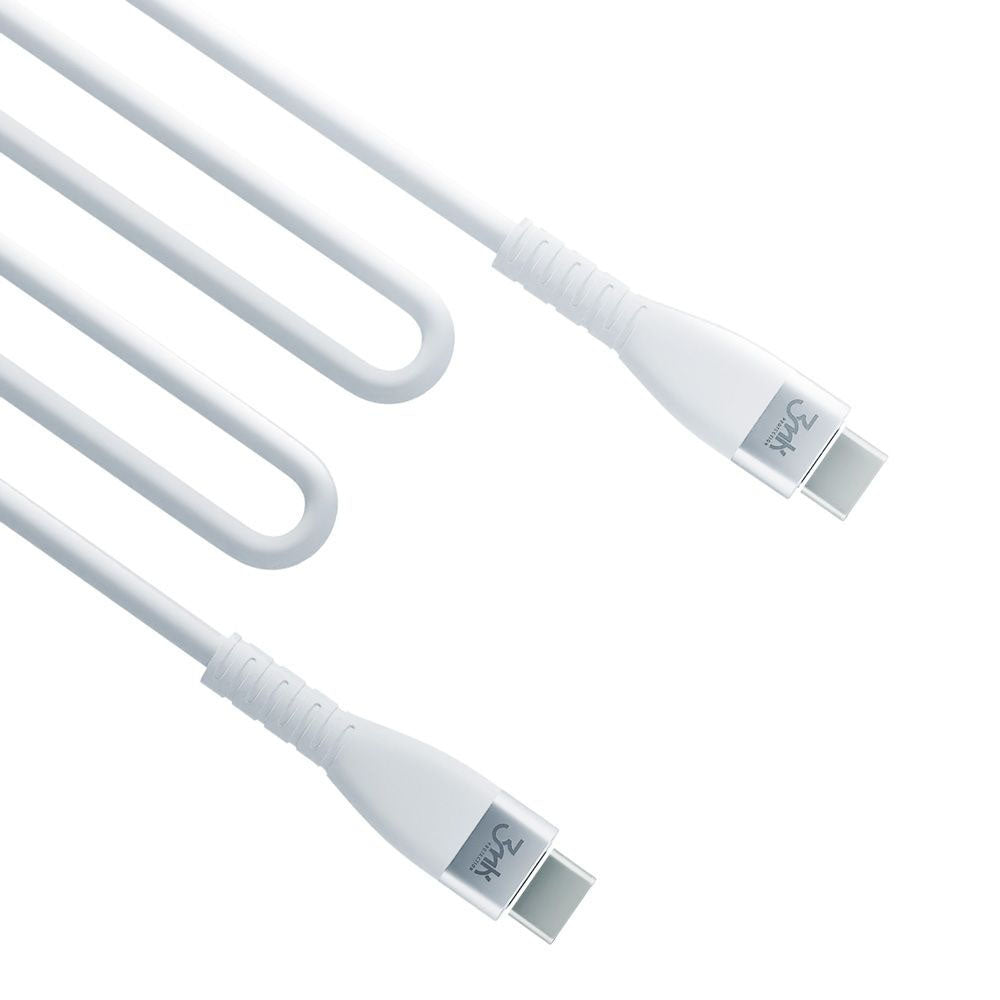 USB-C podatkovni in polnilni kabel - USB-C 3MK Hyper Silicone, 60W, 1m, bel
