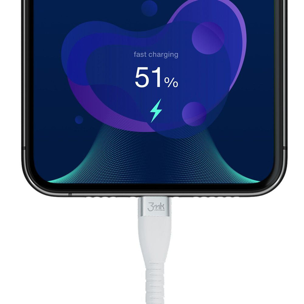 USB-C podatkovni in polnilni kabel - USB-C 3MK Hyper Silicone, 60W, 1m, bel