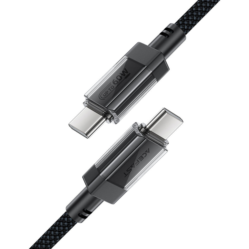 Podatkovni in polnilni kabel USB-C - USB-C Acefast C12-03, 60W, 1.2m, črn