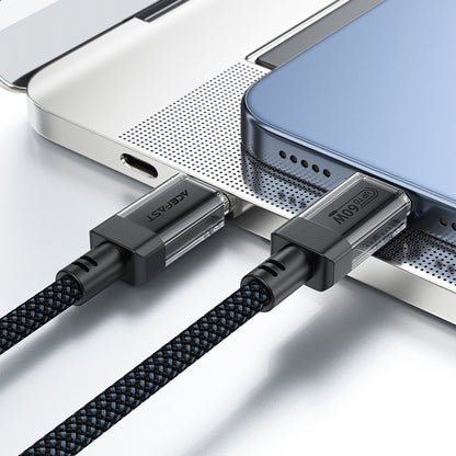 Podatkovni in polnilni kabel USB-C - USB-C Acefast C12-03, 60W, 1.2m, črn