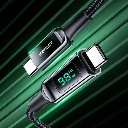 Kabel za podatke in polnjenje USB-C - USB-C Acefast C6-03 Display, 100W, 2m, črn