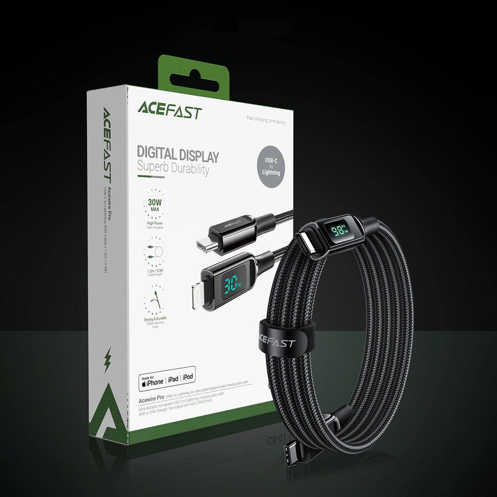 Kabel za podatke in polnjenje USB-C - USB-C Acefast C6-03 Display, 100W, 2m, črn