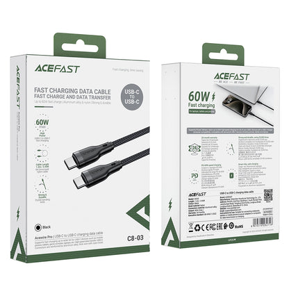Kabel za podatke in polnjenje USB-C - USB-C Acefast C8-03, 60W, 1.2m, črn