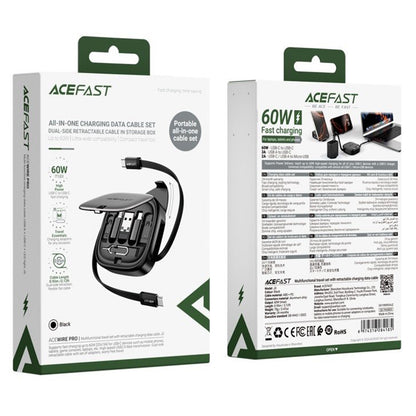 Podatkovni in polnilni kabel USB-C - USB-C Acefast Travel J3, 60W, 0.95m, črn
