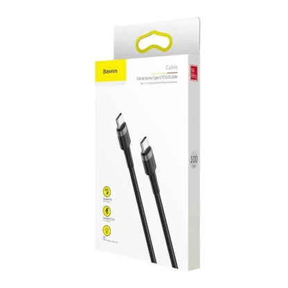 Kabel za podatke in polnjenje USB-C - USB-C Baseus Cafule, 60W, 2m, Set 3 kosi, Črn S0TV002132