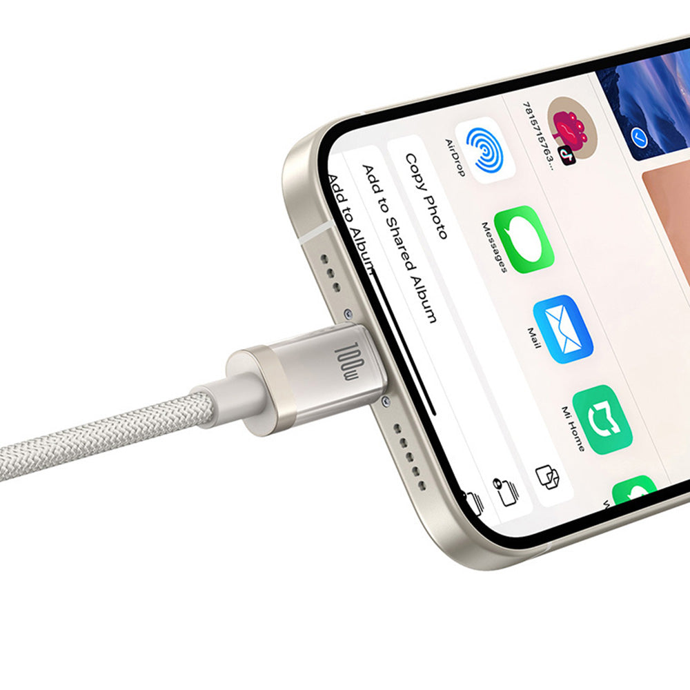 Kabel za podatke in polnjenje USB-C - USB-C Baseus Titanium, 100W, 2m, Srebrn P10378100G21-01