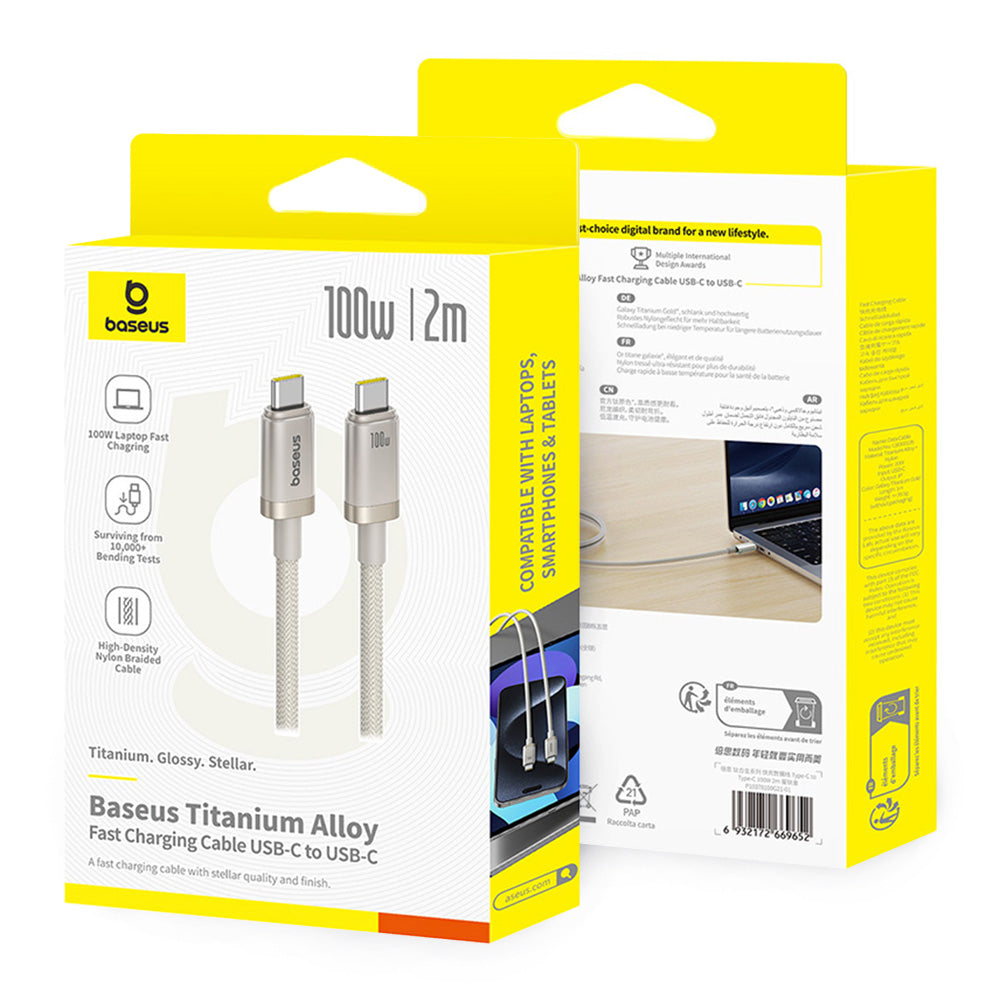 Kabel za podatke in polnjenje USB-C - USB-C Baseus Titanium, 100W, 2m, Srebrn P10378100G21-01