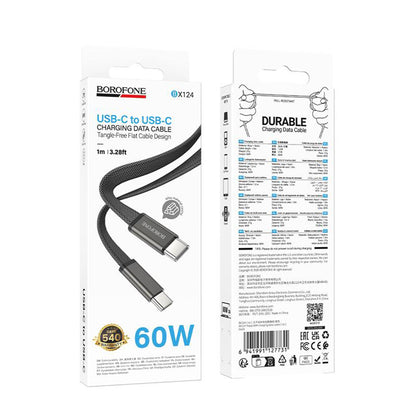 USB-C podatkovni in polnilni kabel - USB-C Borofone BX124 Peace, 60W, 1m, črn