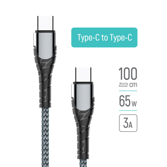 USB-C Data and Charging Cable - USB-C ColorWay CW-CBPDCC040, 65W, 1m, Gray