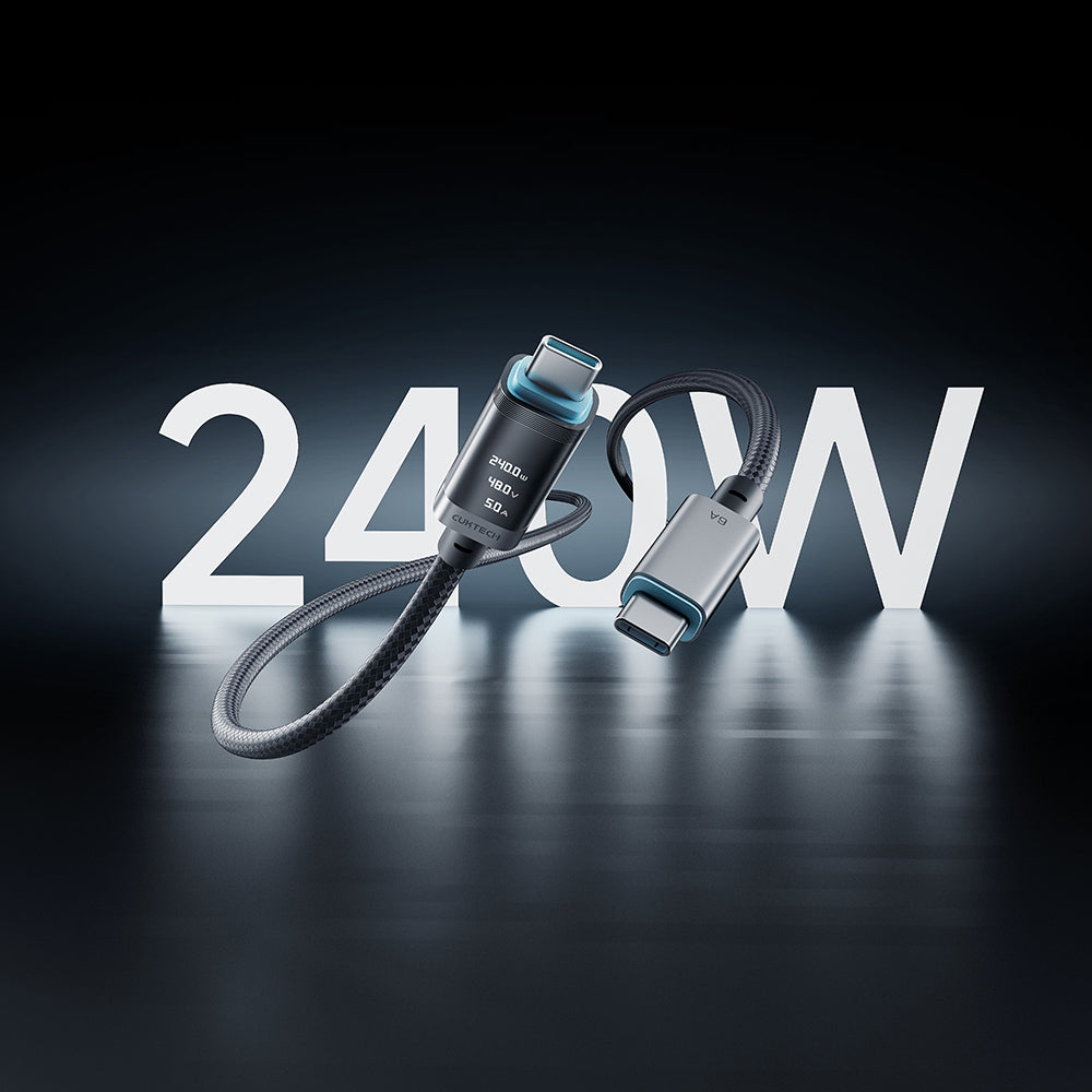 USB-C podatkovni in polnilni kabel - USB-C Cuktech CTC620P zaslon, 240W, 2m, črn CCTC620POSBK