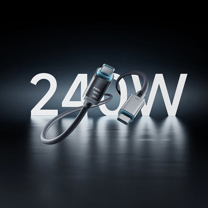 USB-C podatkovni in polnilni kabel - USB-C Cuktech CTC620P zaslon, 240W, 2m, črn CCTC620POSBK