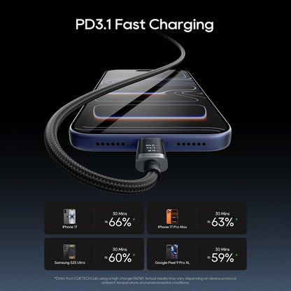 USB-C podatkovni in polnilni kabel - USB-C Cuktech CTC620P zaslon, 240W, 2m, črn CCTC620POSBK