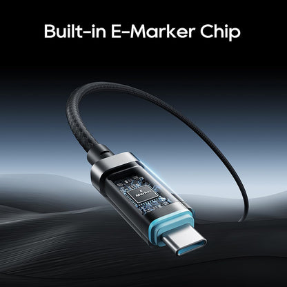 USB-C podatkovni in polnilni kabel - USB-C Cuktech CTC620P zaslon, 240W, 2m, črn CCTC620POSBK