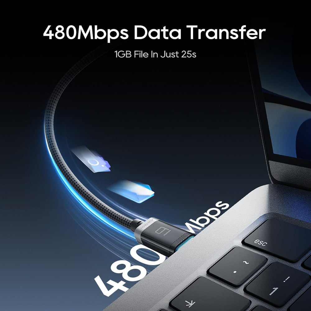 USB-C podatkovni in polnilni kabel - USB-C Cuktech CTC620P zaslon, 240W, 2m, črn CCTC620POSBK