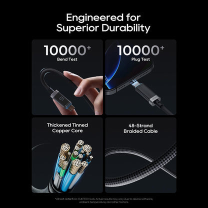USB-C podatkovni in polnilni kabel - USB-C Cuktech CTC620P zaslon, 240W, 2m, črn CCTC620POSBK