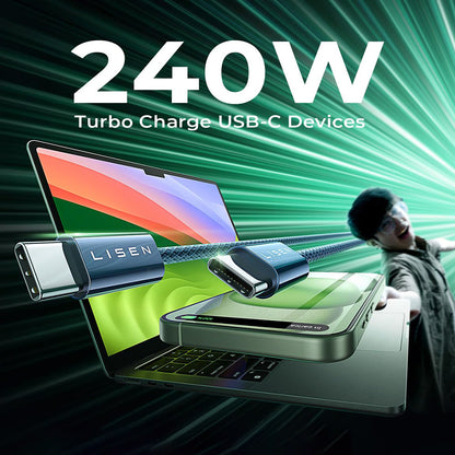 USB-C Data and Charging Cable - USB-C Lisen, 240W, 2m, Set of 2 pieces, Navy Blue YL0123070023