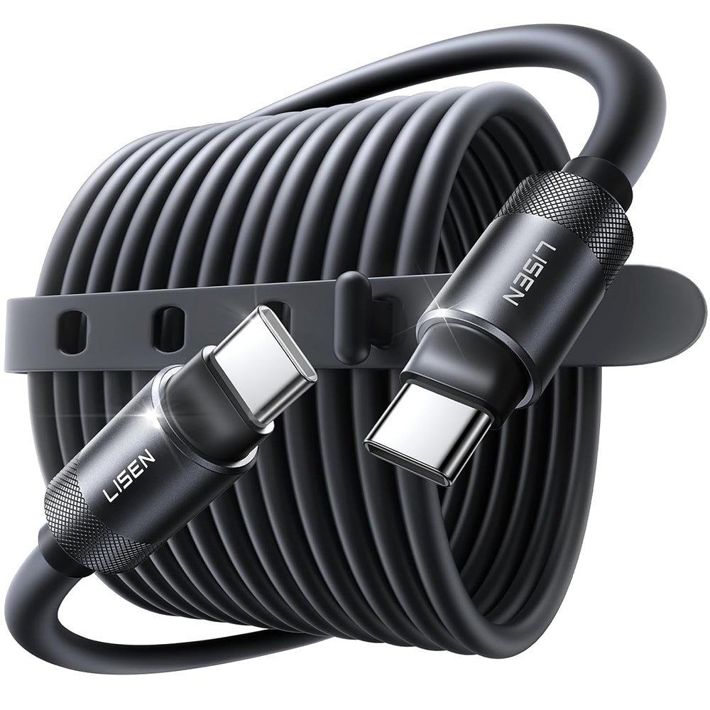 Podatkovni in polnilni kabel USB-C - USB-C Lisen L115, 100W, 3m, črn YL0125040001