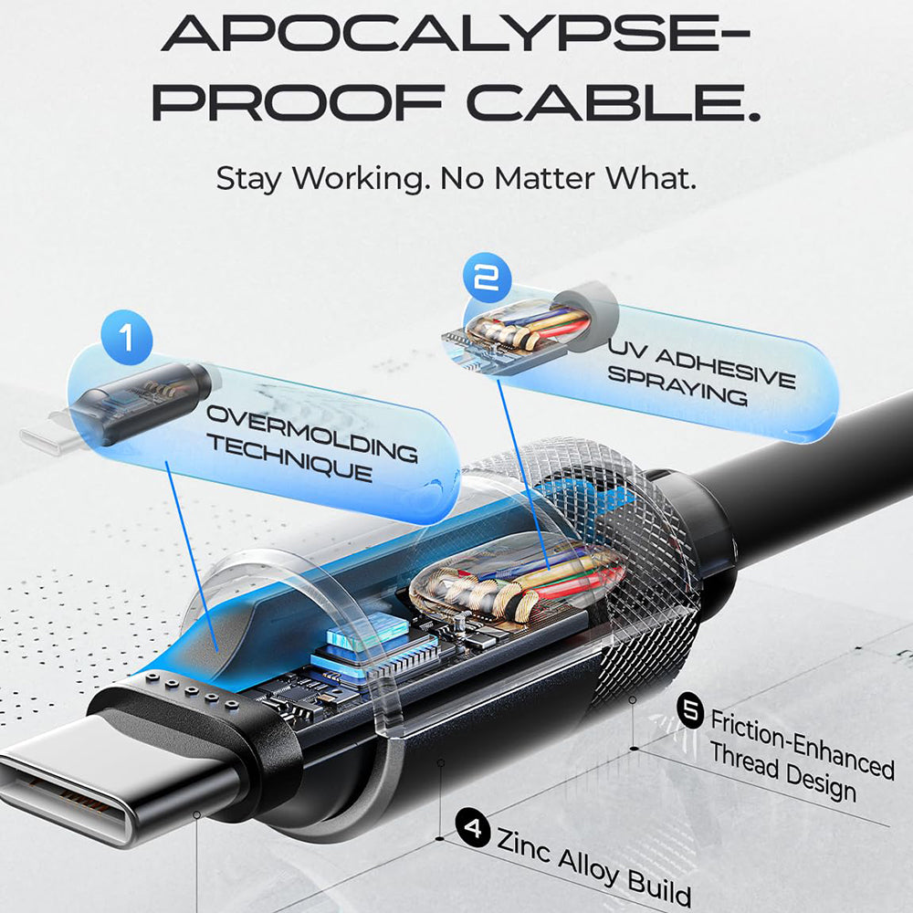 Podatkovni in polnilni kabel USB-C - USB-C Lisen L115, 100W, 3m, črn YL0125040001
