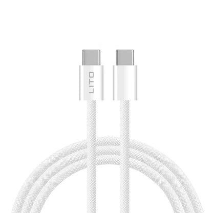 Podatkovni in polnilni kabel USB-C - USB-C Lito LD04CC, 60W, 1m, Bel