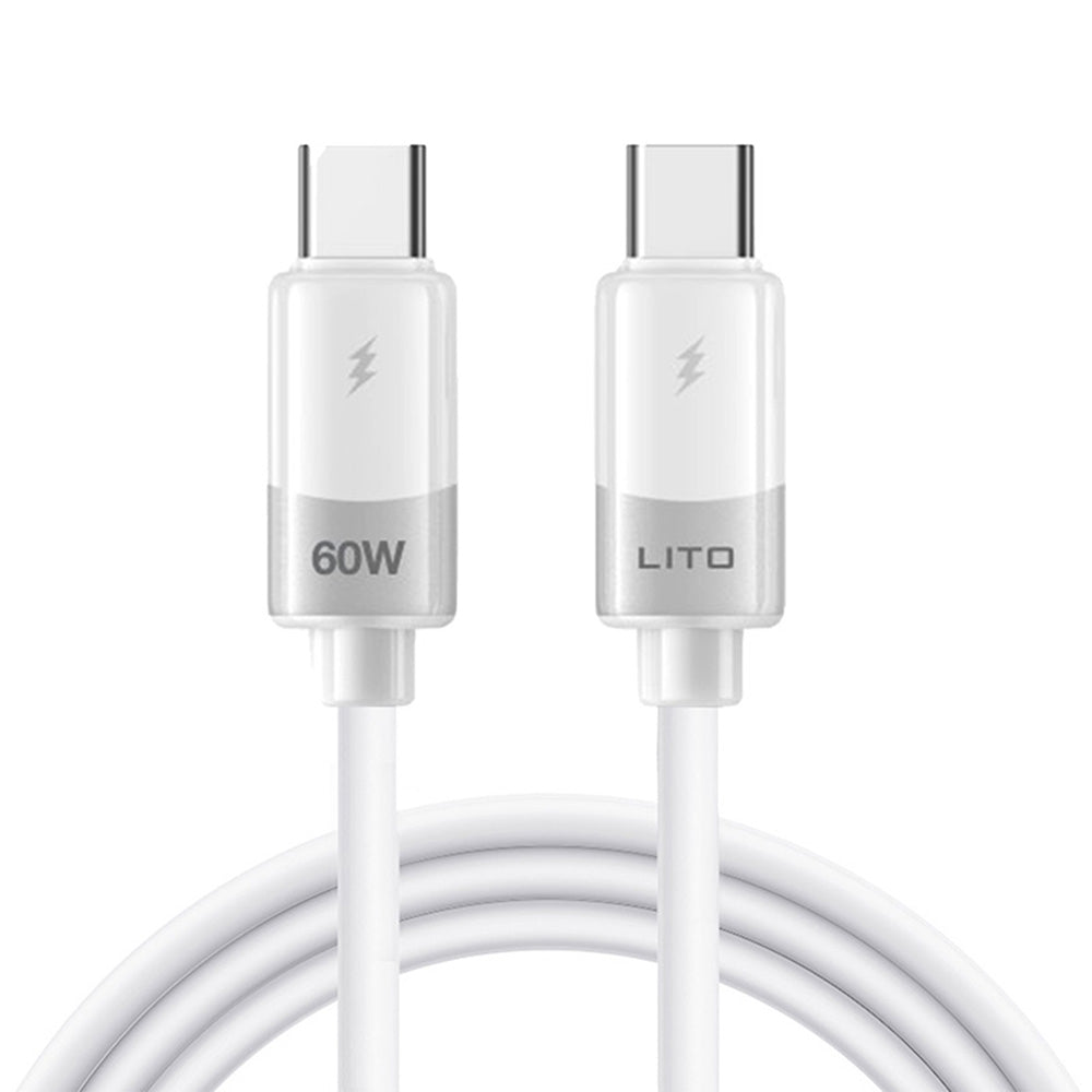 Podatkovni in polnilni kabel USB-C - USB-C Lito LD07, 60W, 1m, Bel