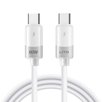 Podatkovni in polnilni kabel USB-C - USB-C Lito LD07, 60W, 1m, Bel