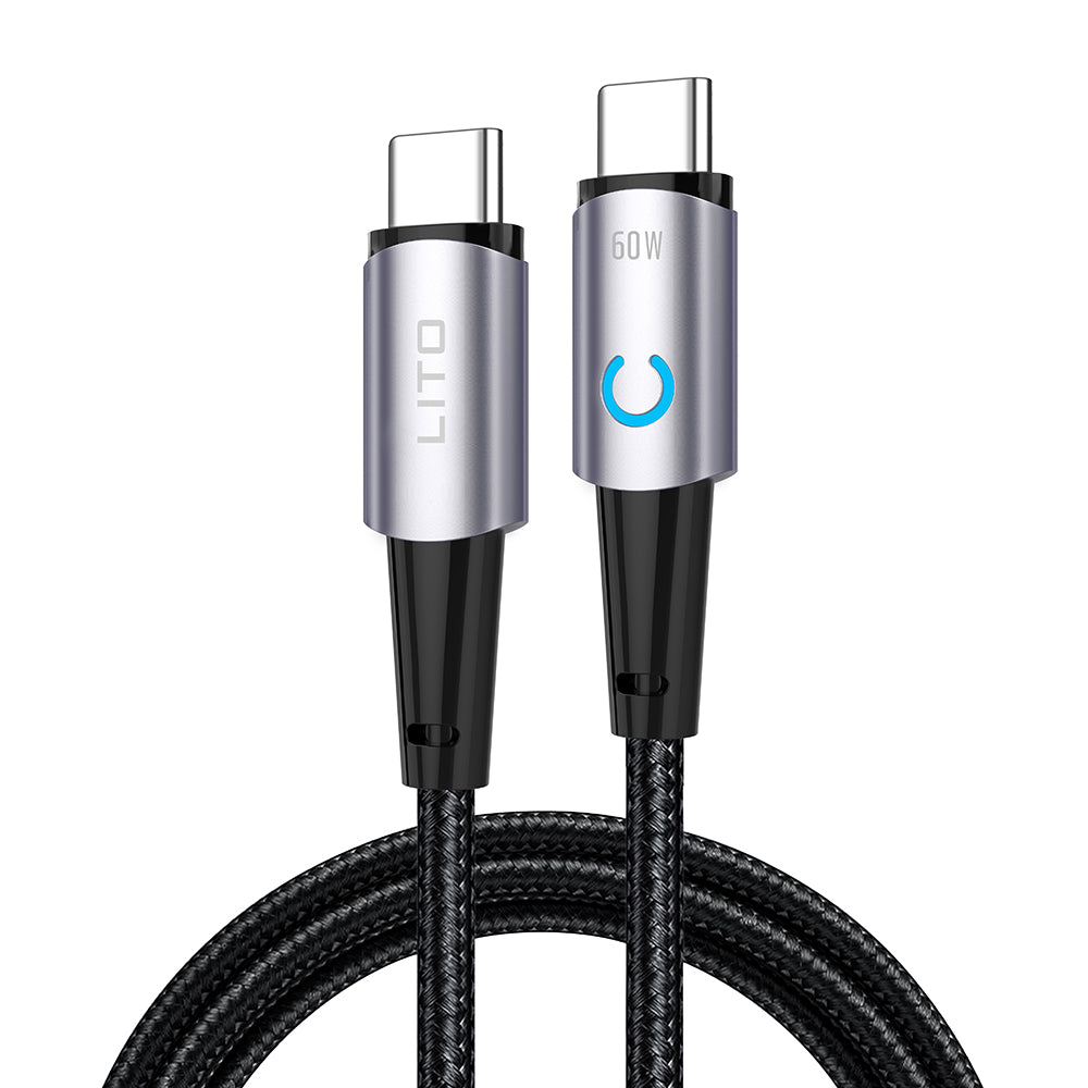 Kabel za podatke in polnjenje USB-C - USB-C Lito LD10CC, 60W, 1m, črn.
