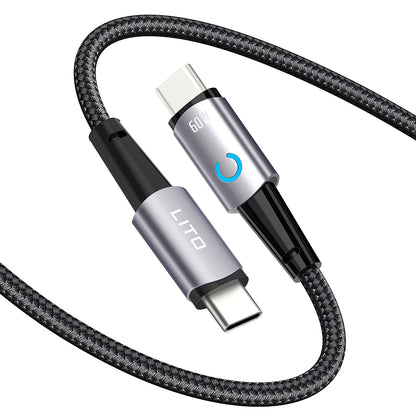 Kabel za podatke in polnjenje USB-C - USB-C Lito LD10CC, 60W, 1m, črn.